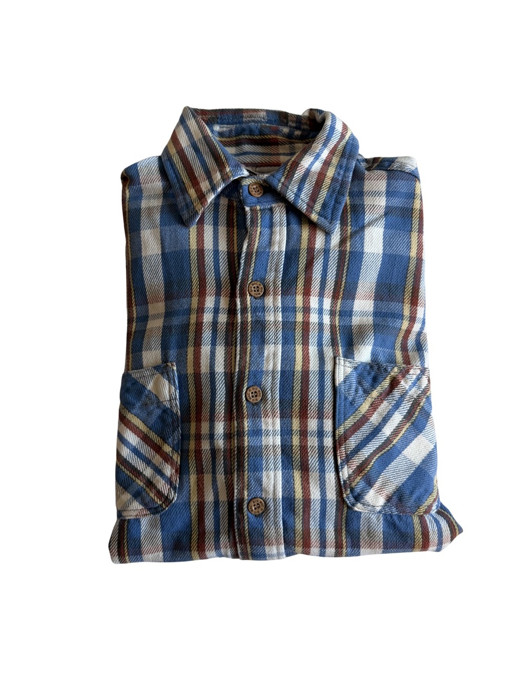Vintage BIG MAC Men's Blue Plaid Casual Button-Down Shirt